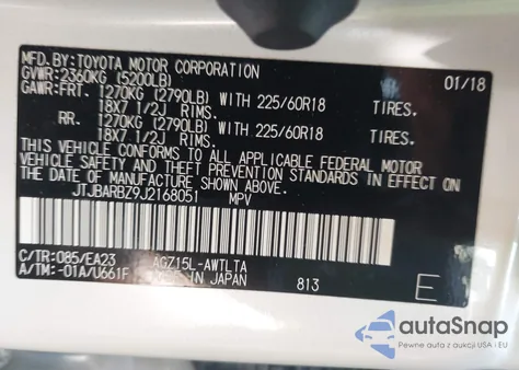 2018 Lexus Nx 300 из США, поврежденный, VIN JTJBARBZ9J2168051